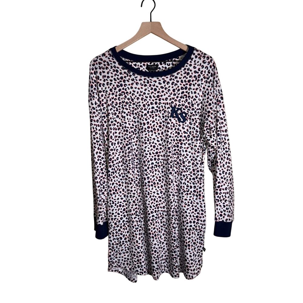 KATE SPADE cozy oversized cheetah print long sleeve night dress XL